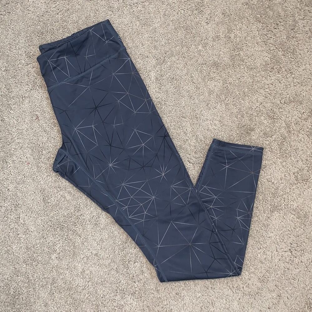 Reebok Activewear Geometric Running Yoga Blue Athletic Pants Womens Large